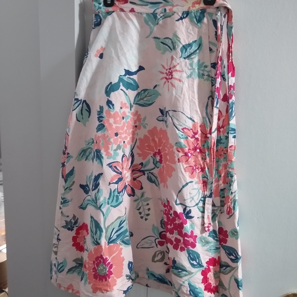 LOFT linen floral wrap skirt